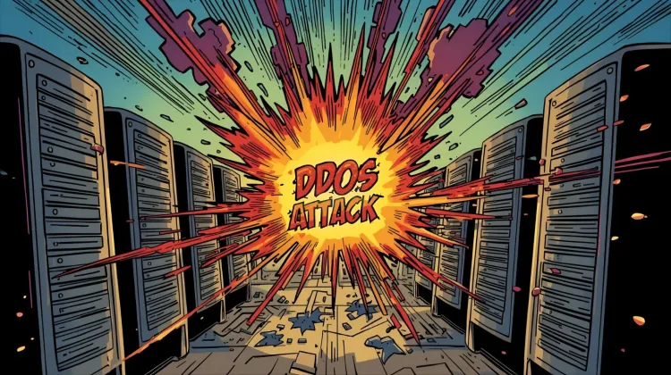DDoS, DDoS Attack, Illustration, Servers Burning