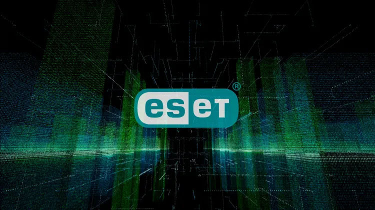 ESET logo, digital background